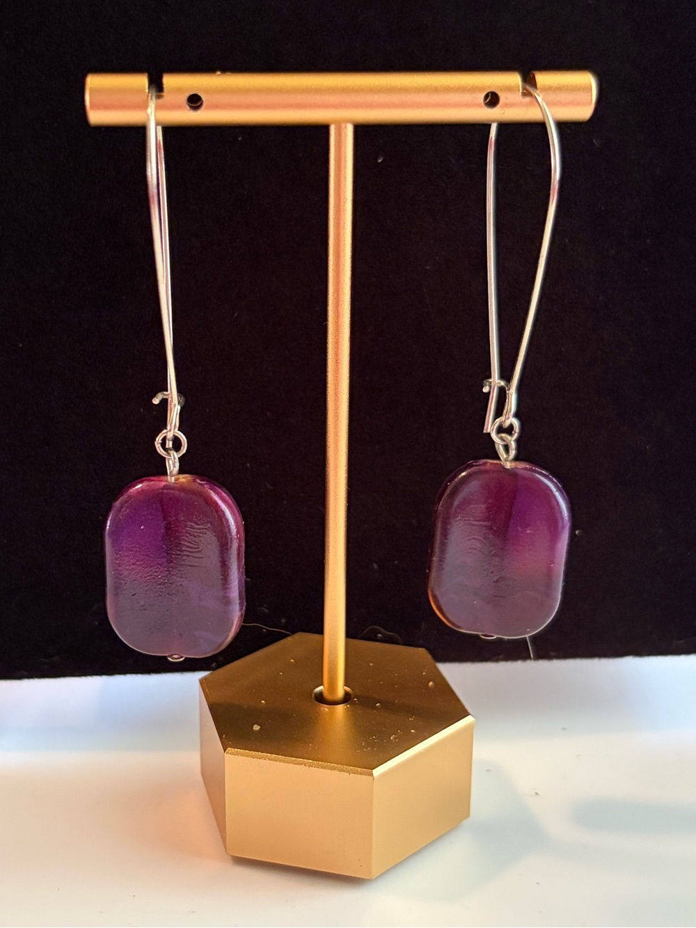 Vintage Handcrafted Purple Drop Earrings - Elegant Women's Jewelry